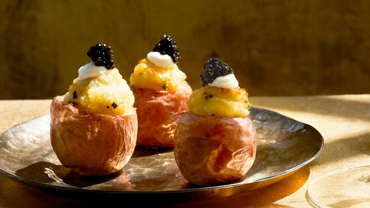 “Twice Baked” Youngster Potatoes with Caviar